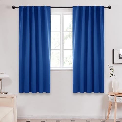 Rod Pocket and Back Tab Blackout Curtains 42″W x 63″L (Pack of 2) Royal Blue