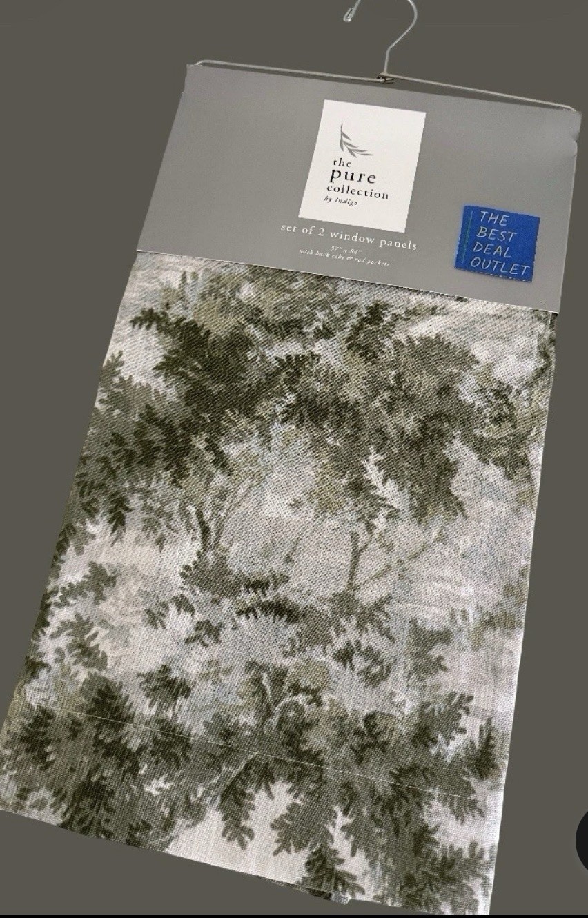 3 sets The Pure Collection by Indigo 2 Linen Window Panels 37×84 Olive Green