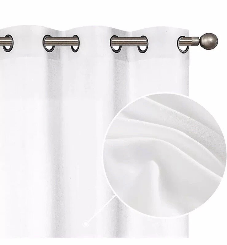 jinchan Linen Curtains Light Filtering Window Drapes with Grommet Top W38 x L84