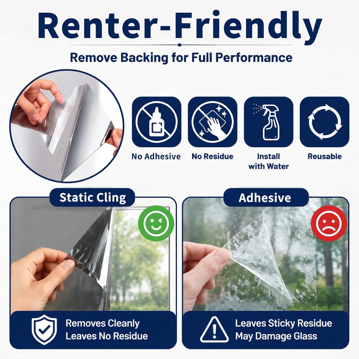 One Way Window Privacy Film, See Out Not in Daytime Mirror Tint