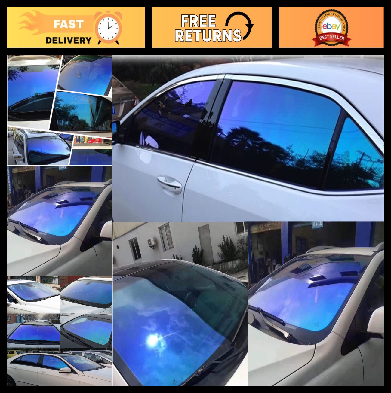 Dark Blue Car Window Tint Film – 65% VLT Solar Protection, Scratch Resistant, UV