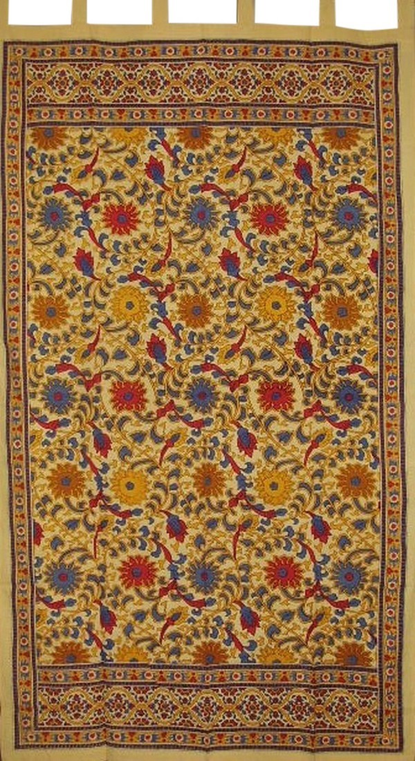 Sunflower Print Tab Top Curtain Drape Panel Cotton 44″ x 88″ Yellow