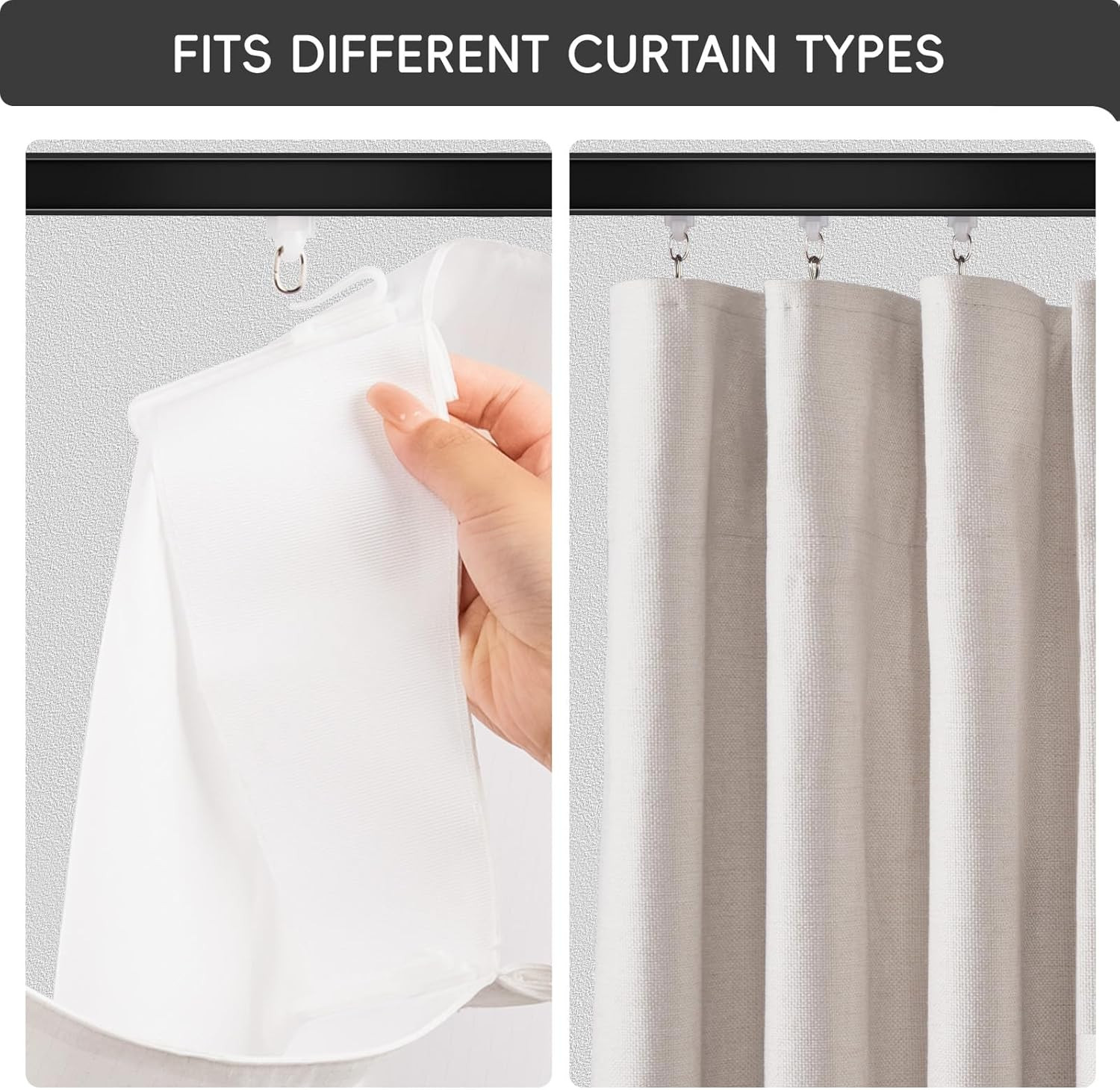 Ceiling Curtain Track, Curtain Track with Roller Hooks, 12Ft – 15Ft Ceiling Moun