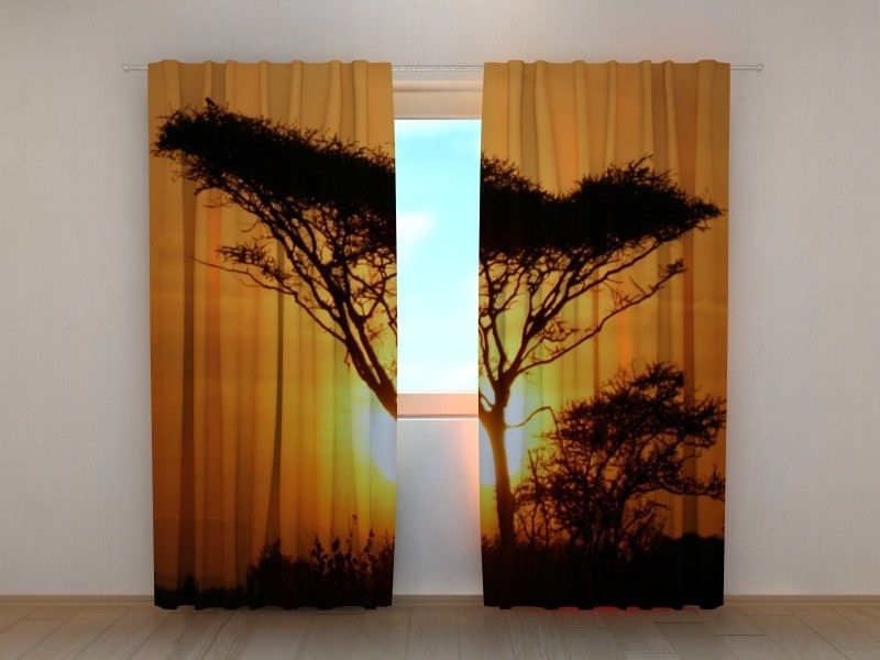 Curtain Tree at Sunset Wellmira Custom Made 3D Printed Nature Bedroom Orange