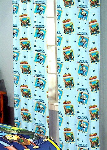 NEW~Disney Toy Story Window blue drape Panels /Curtains~w/Tie backs~82″W x 63″L