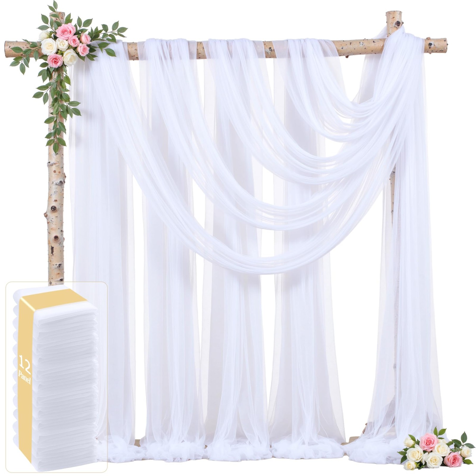 Tao-Ge 12 Panels White Wedding Arch W(30″) x H(19ft), 12 Panels,