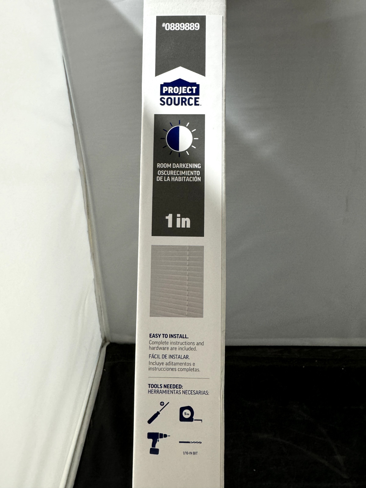 Project Source 1-in Slat Width 29-in x 64-in Cordless White Vinyl Room Darkening