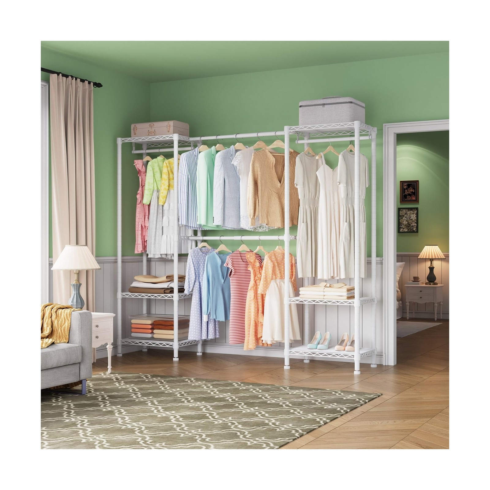 H10 Expandable Clothes Rack Clothing Rack for Hanging Clothes, Heavy Duty Gar…