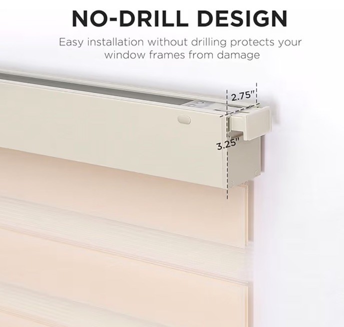 NEW Joydeco No Drill Zebra Blinds – Beige 34″W x 75″H – 2025 Version Cordless