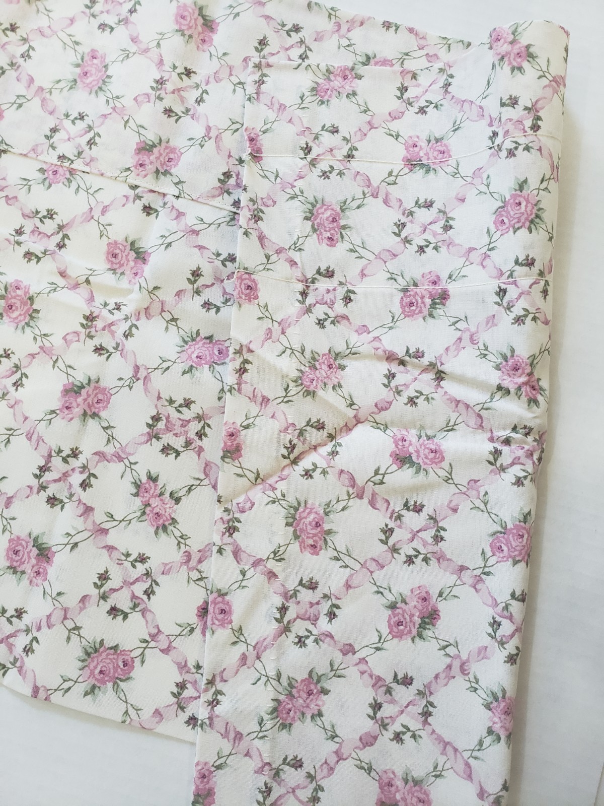 Vintage Floral Garden Balloon Valance Cream & Pink 84×15 New USA Made Cottage