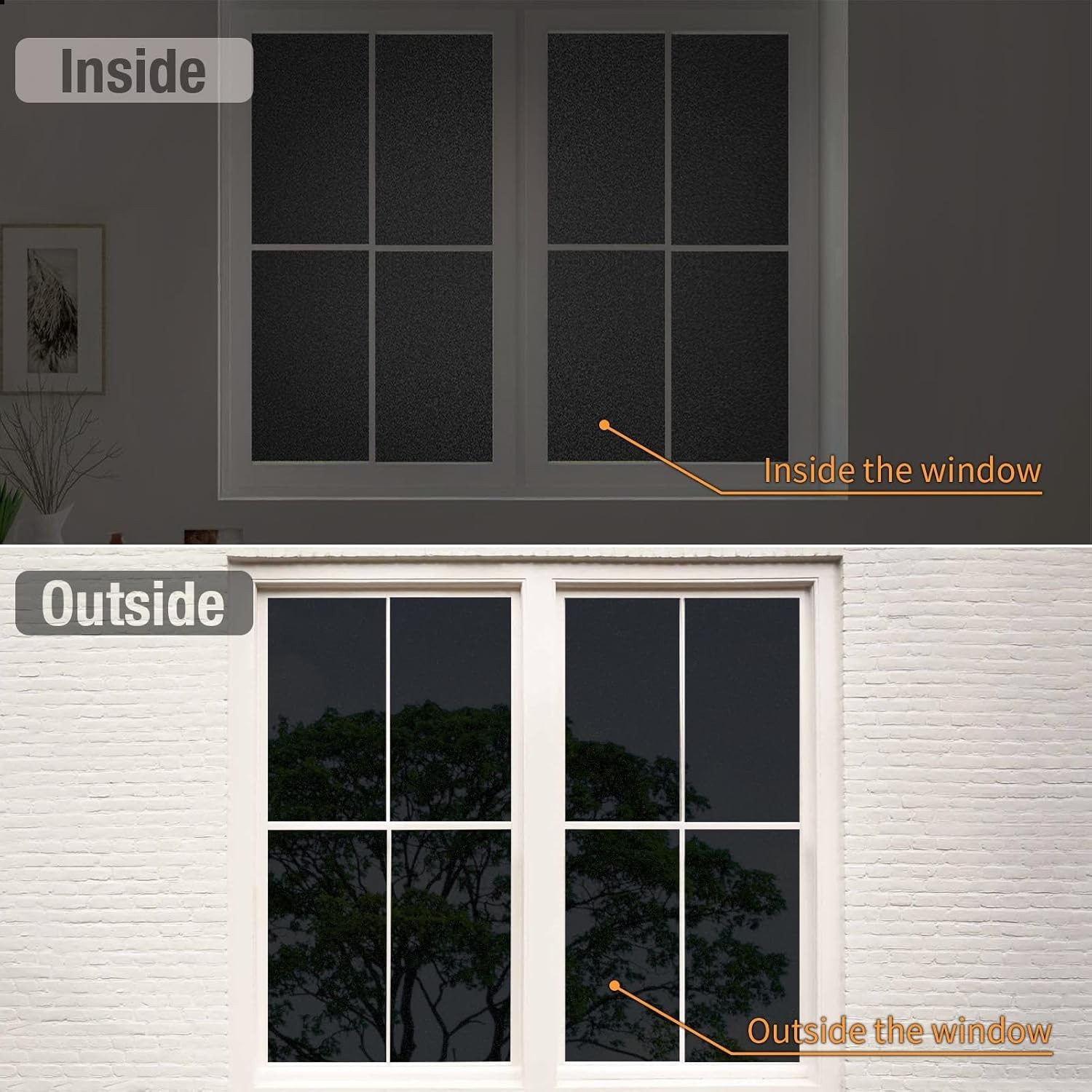 Blackout Light and Heat Blocking Window Privacy Film No Glue 17.5In*9.8Ft Black