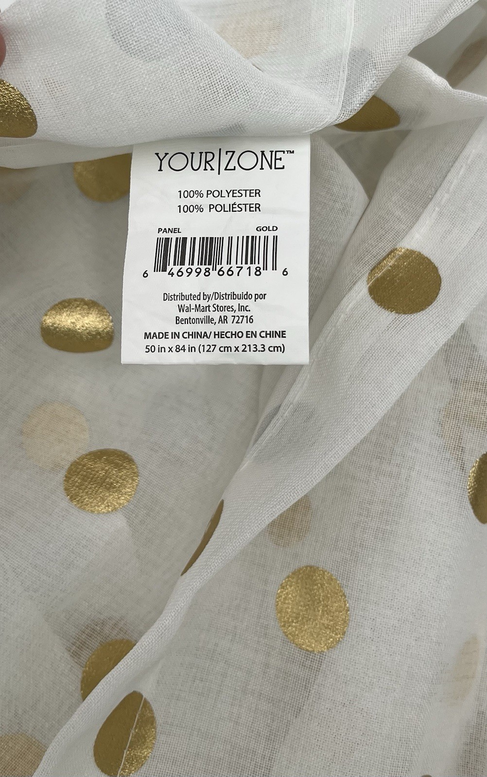 Your Zone Sheer White Gold Metallic Dot Set Of 4 Curtain Panels 50″ W x 84″L EUC
