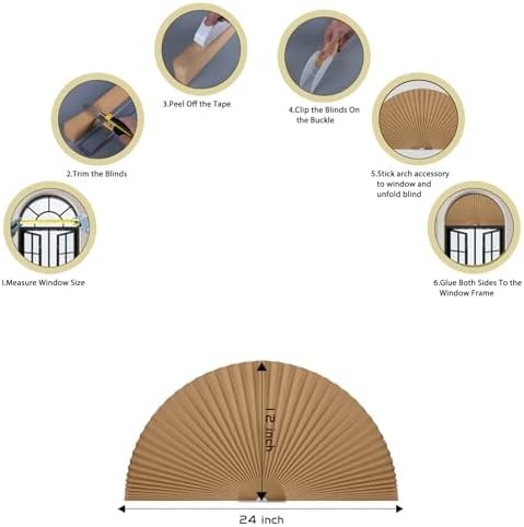 Arch Small Window Shade Curtains Half Circle Moon Pleated Blinds Semi Circle Tem