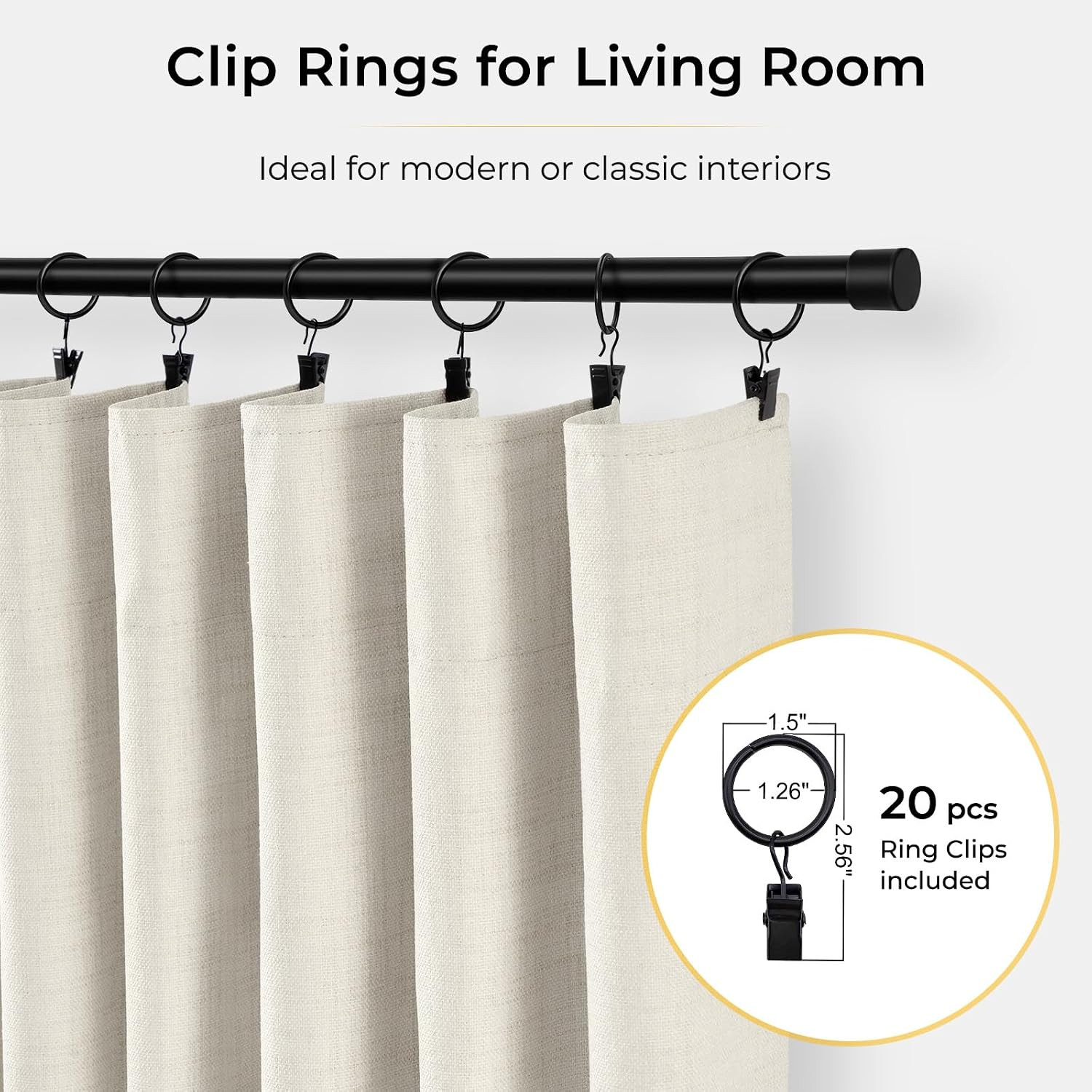 100% Blackout Curtains for Bedroom, Beige White Black Out Curtains 84 Inch Long,