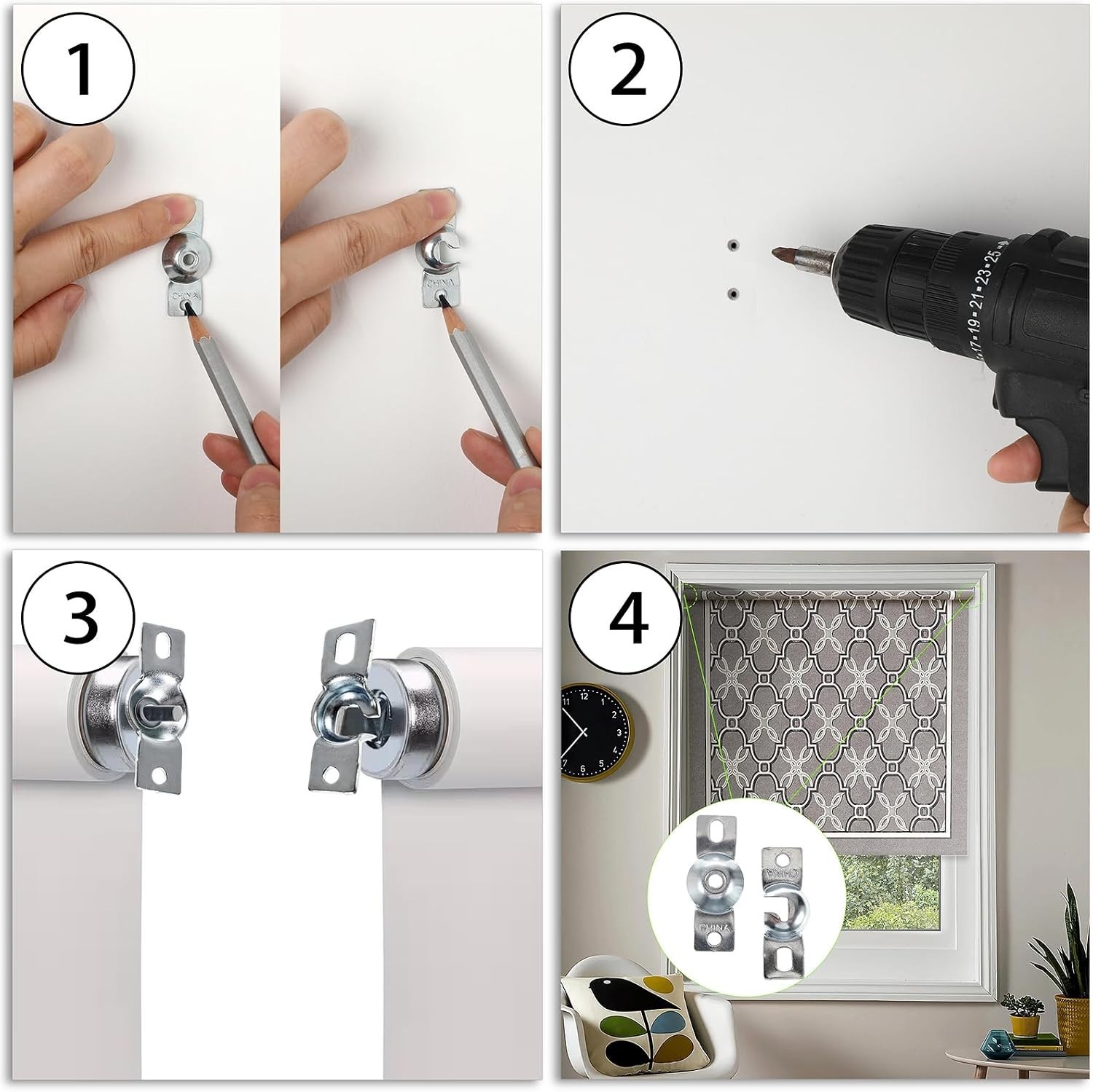 High-Quality Inside Mount Metal Brackets – Secure Roller Shades for All Spaces