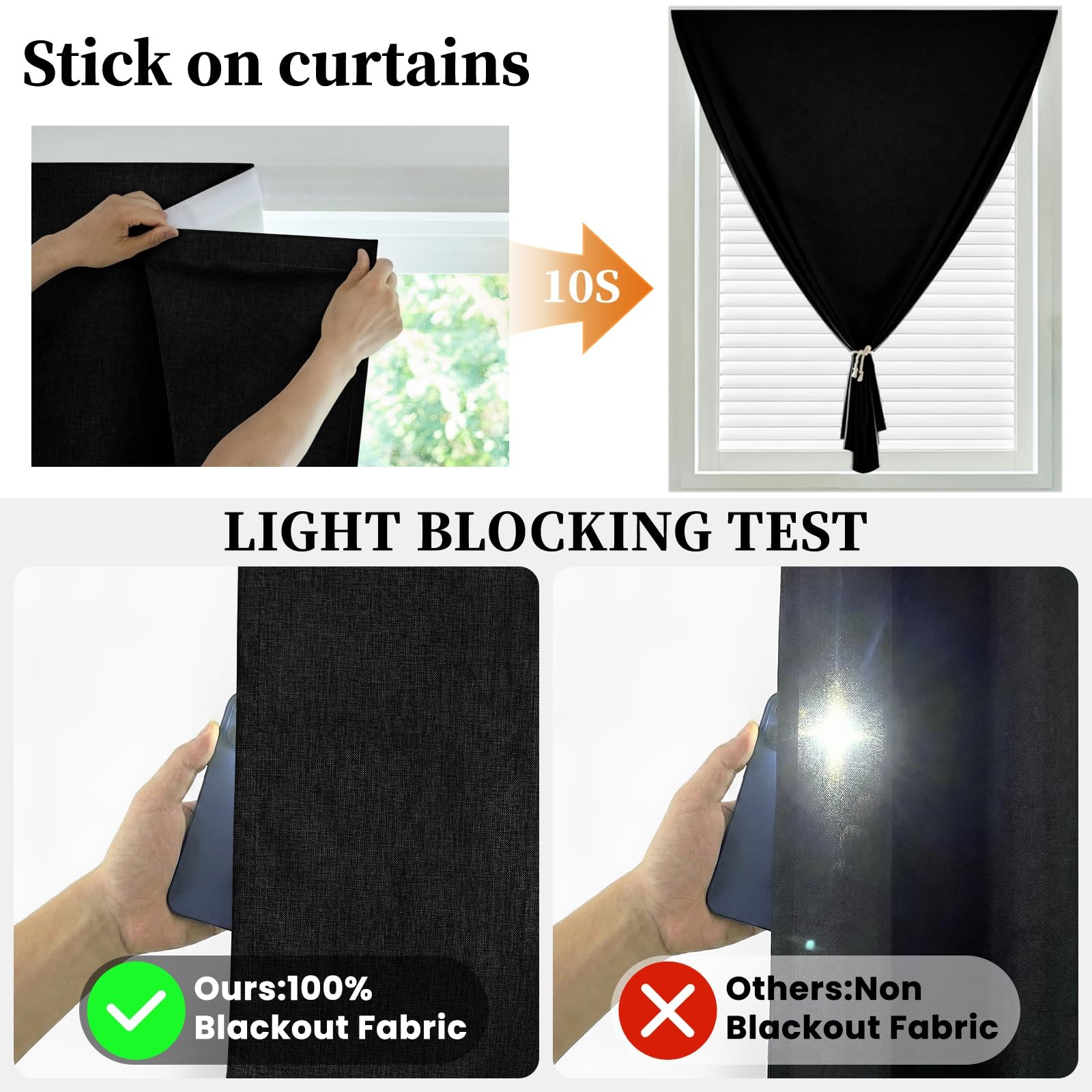 100% Blackout Tape Stick On Curtains Window Shades Pull Down Blackout Window …