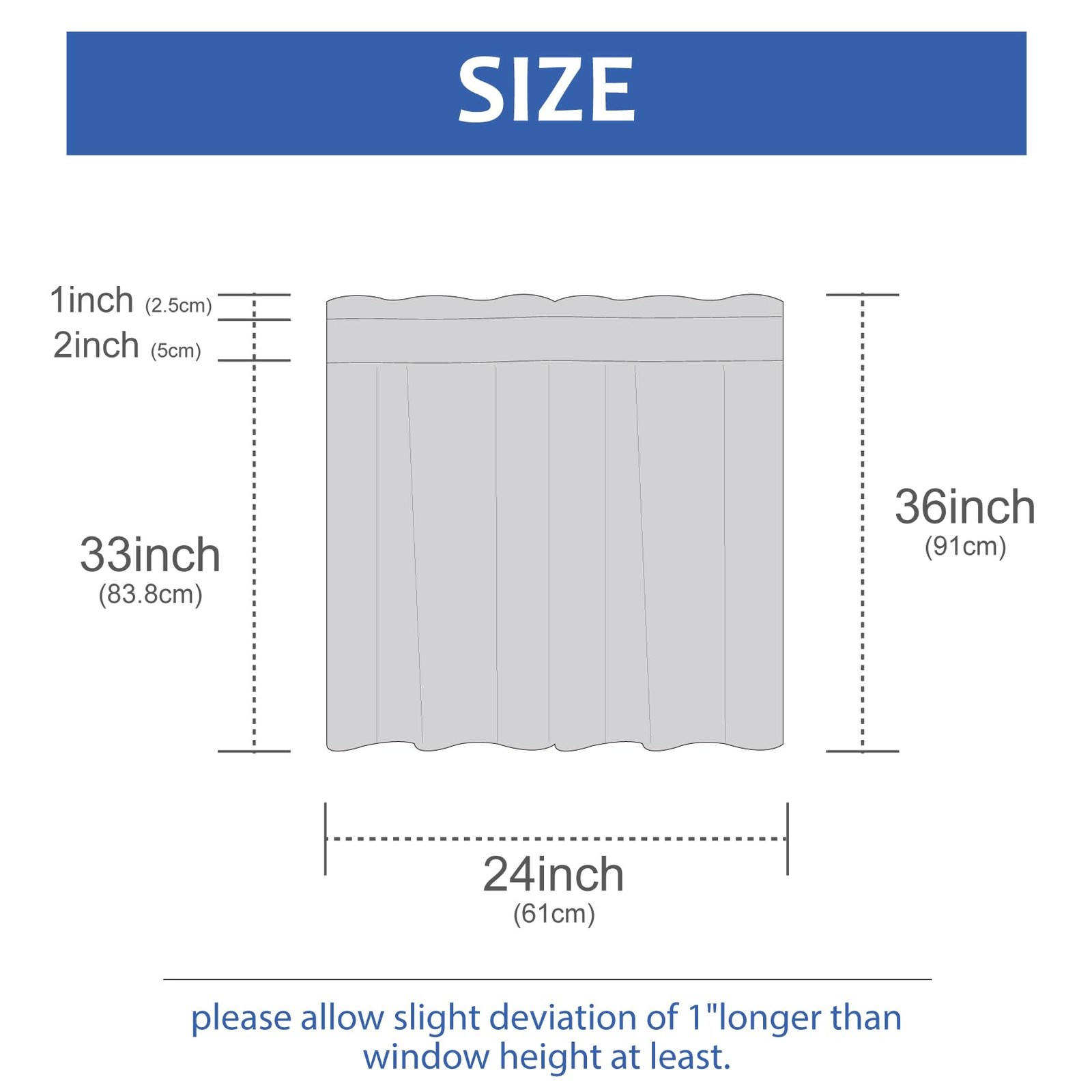 Water Repellent Waffle Bathroom Window Curtains, 24W x 36L Inch