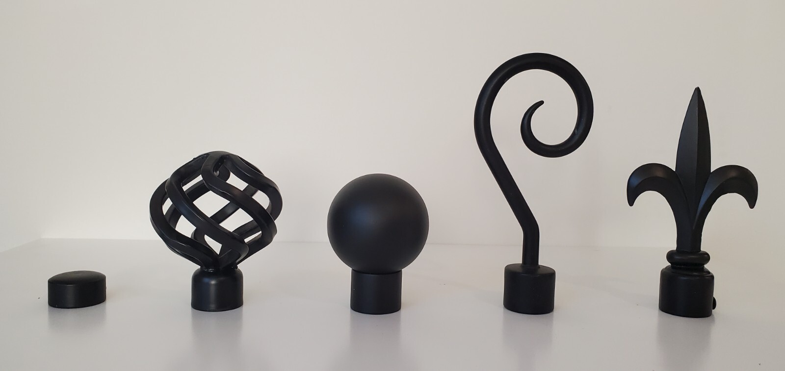 Pair (2pcs) Black Spear Finials for 1″ iron rod drapery window Hardware