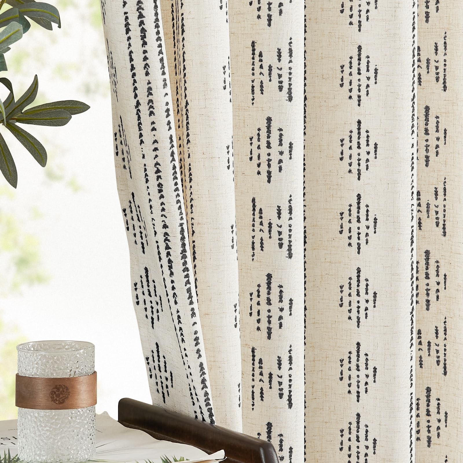 Jinchan Boho Curtains For Living Room Farmhouse Black Curtains 96 Inch Length 2