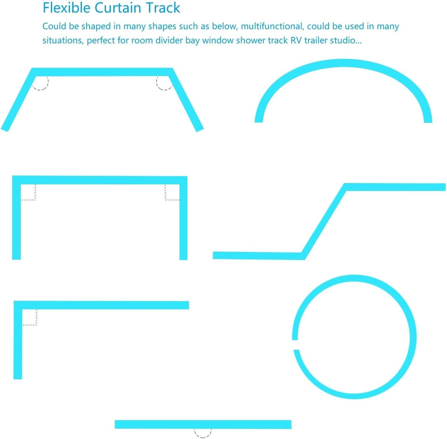 Curved Flexible Ceiling Curtain Track, 1 Meter for Shower and Room Dividers