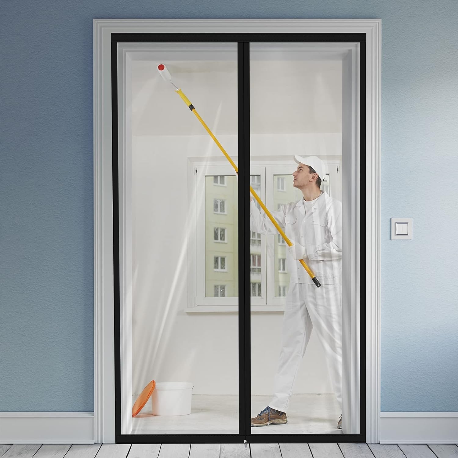 Zipper 48 x 87 Inch Dust Barrier Door Kit Construction Door Barrier 4 x 7.25 ft