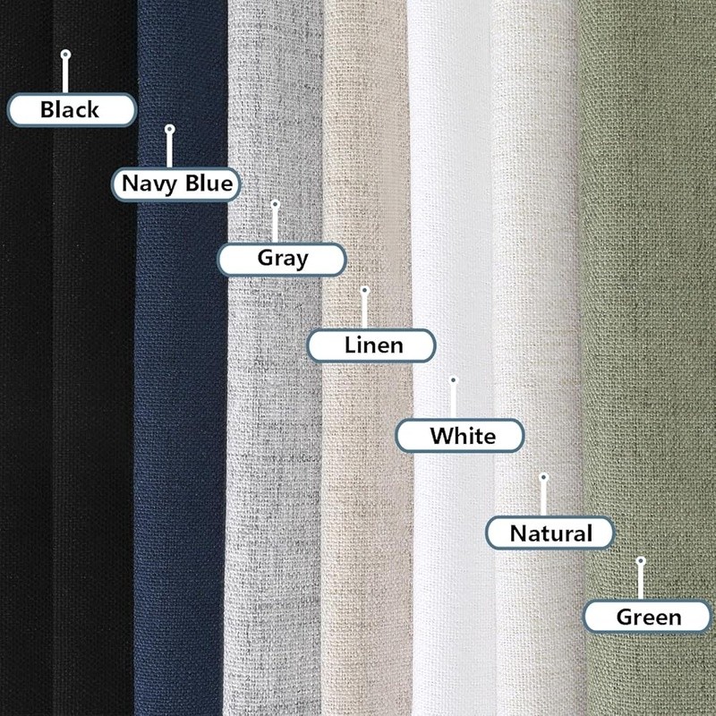 Light Filtering Faux Linen Window Curtains 2 Panels Green Machine Washable New