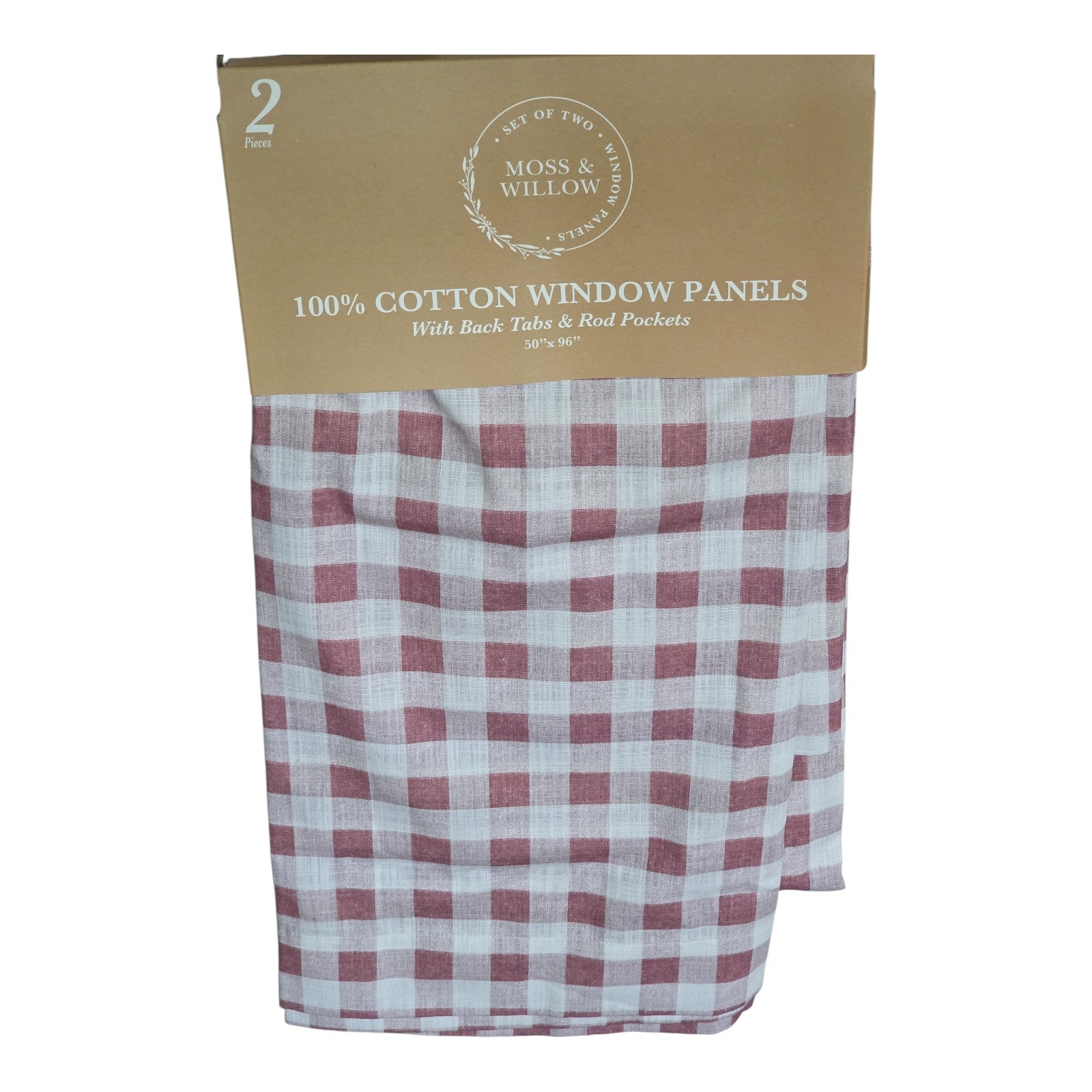 Set 4 Gingham Check Curtains 50×96 Cotton Farmhouse Cottage Window Panels