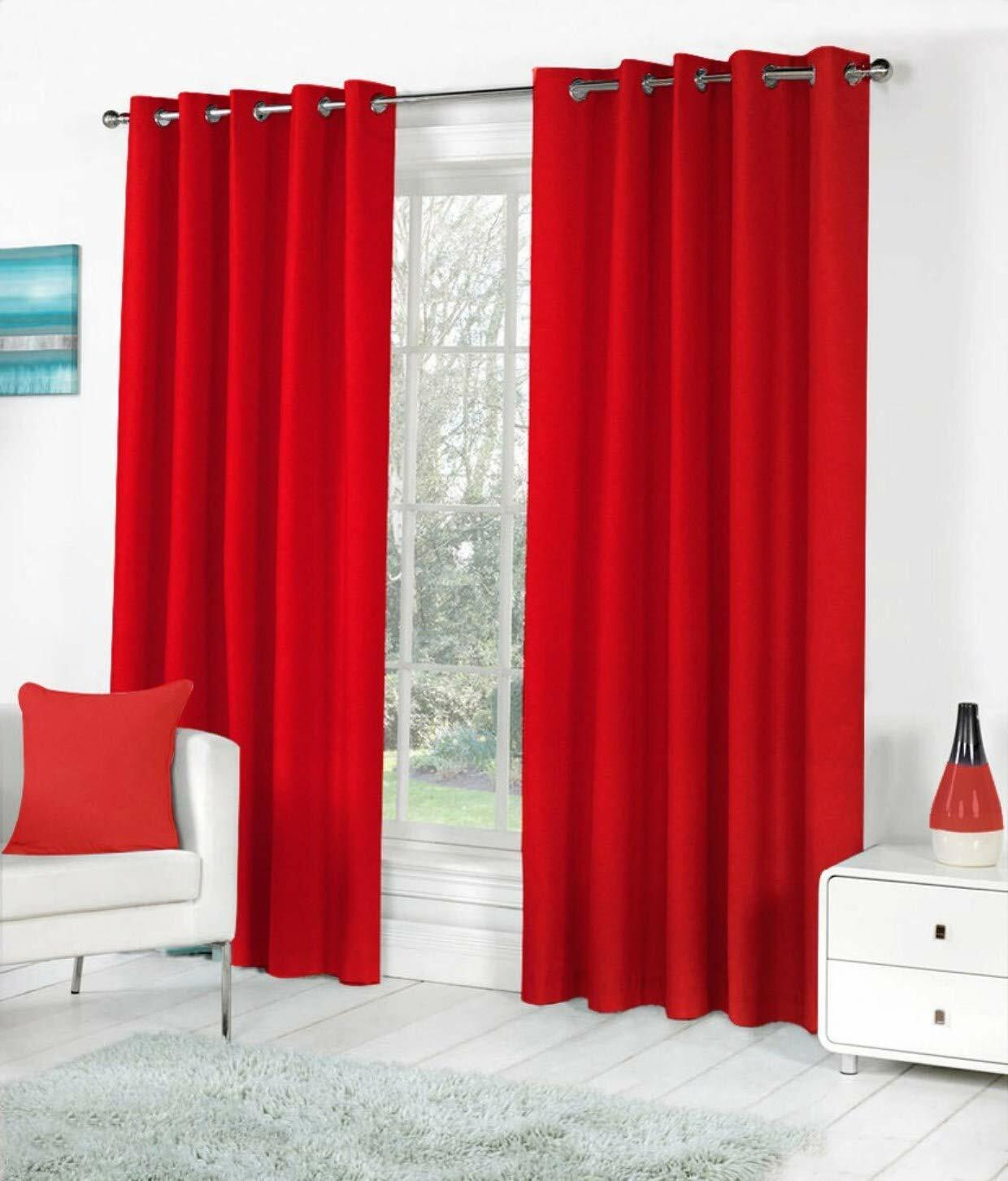 New Polyester 2 Piece Door Curtain Set – Red, 4 x 7 ft.