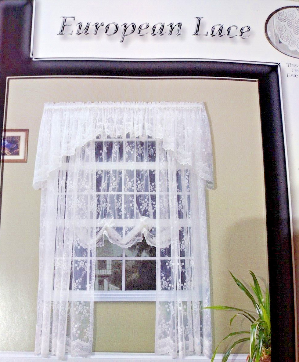 European Lace, Mona Lisa, Swag Topper, Valance, 72″x32″, Turkey, eggshell, NIP