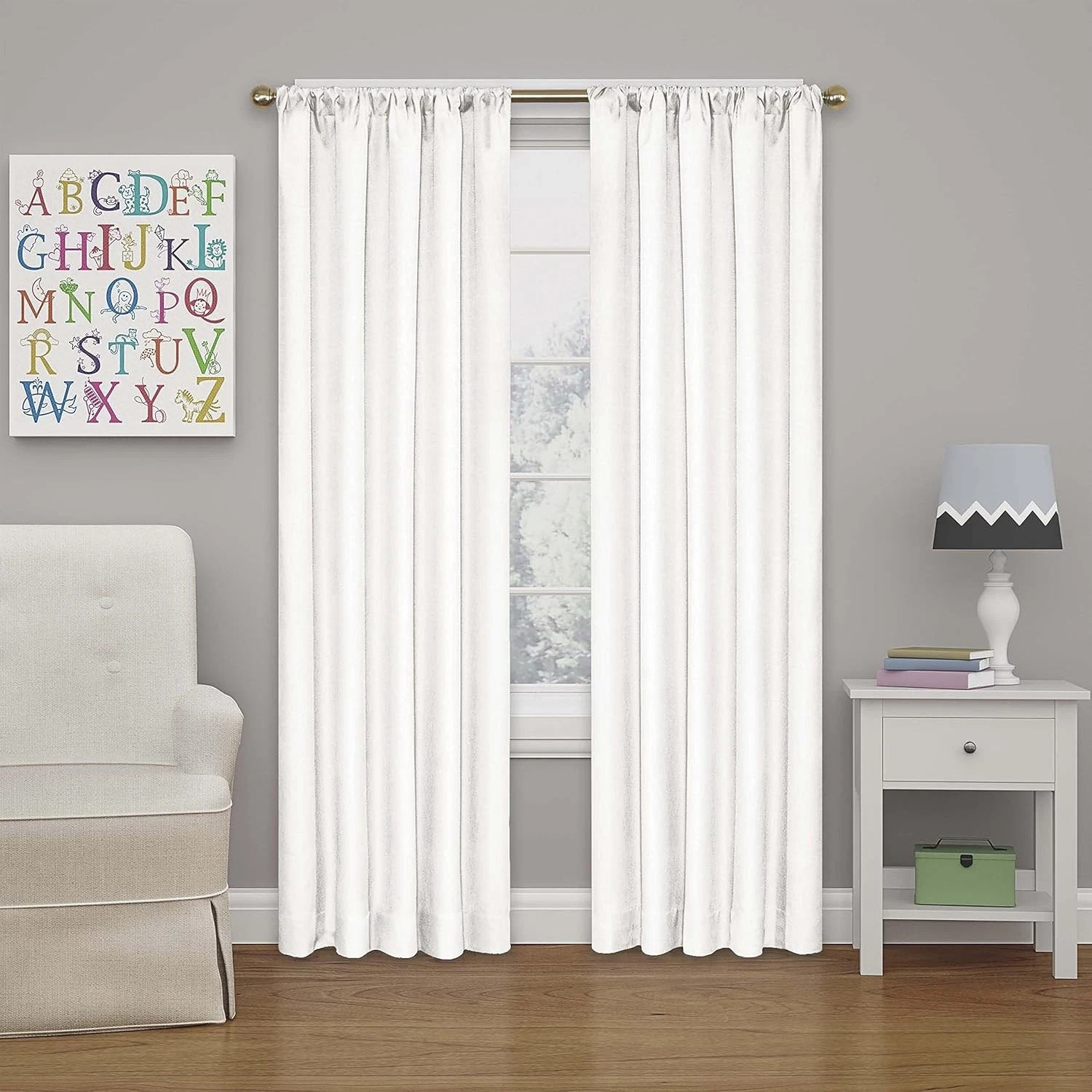 Eclipse Kids Kendall Single Curtain Blackout 1-Panel Curtain, White – 42″ X 84″