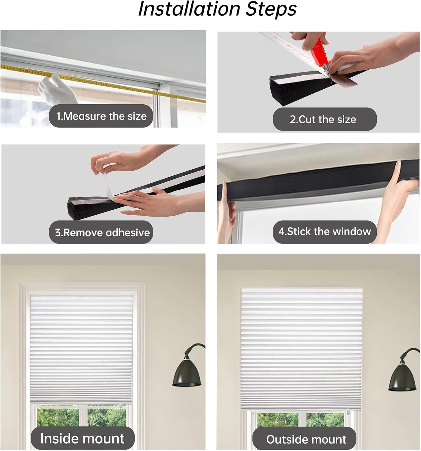 6-Pack Temporary Light Filtering Paper Blinds for Window, Cut to Size Adhesive P