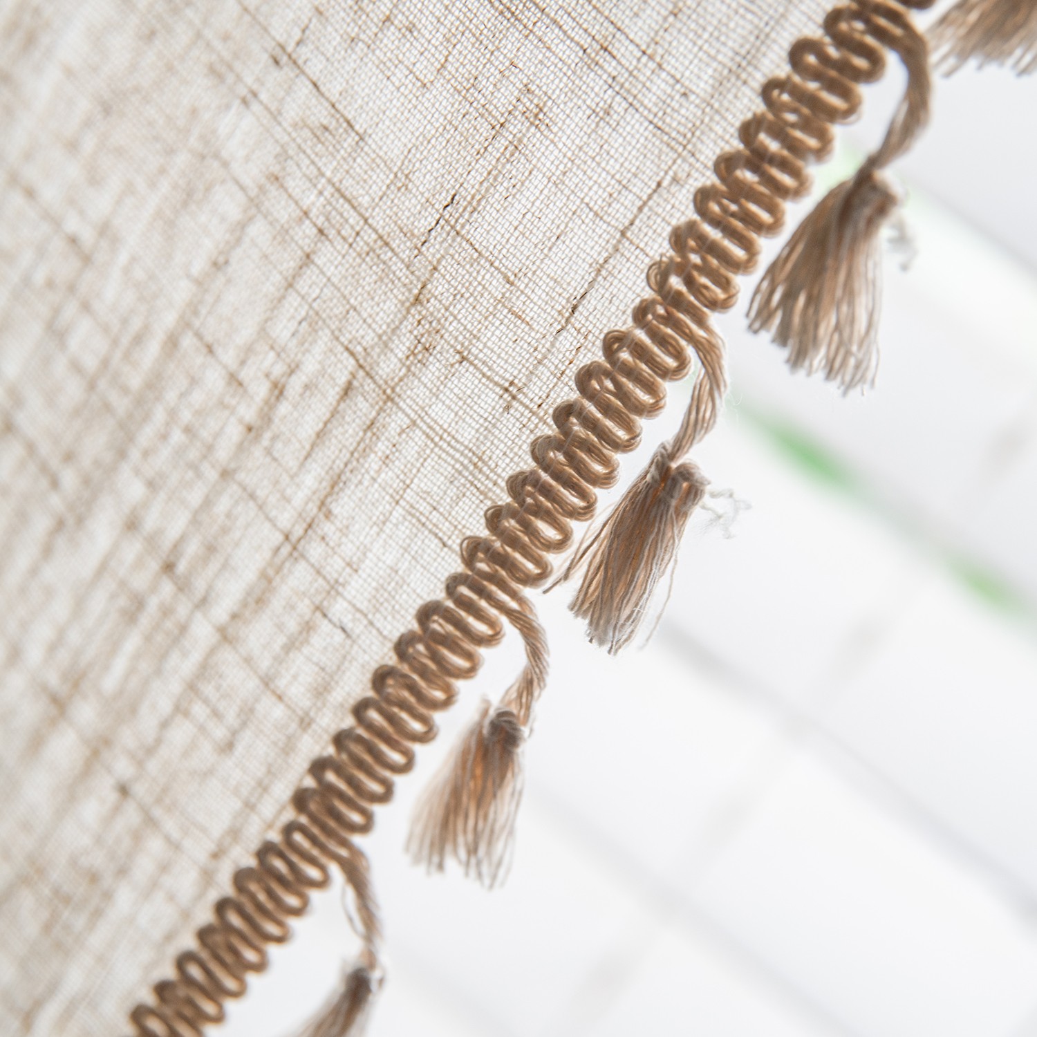 Boho Beige Curtains 94 In Long Bohemia Linen Curtains for Bedroom Living Room