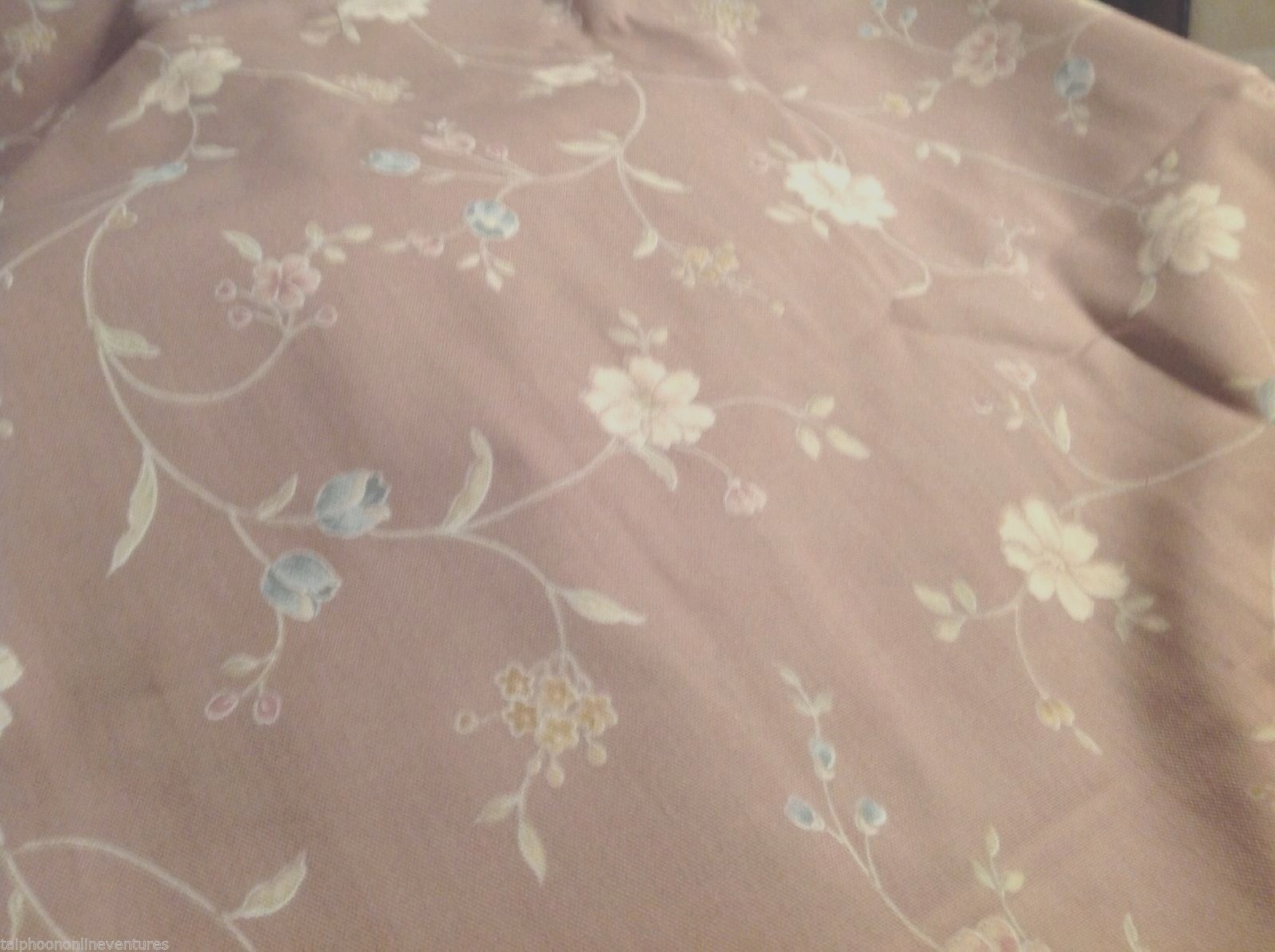 Material Brown Linen White Blue Pink Flowers 10 yrds 48″ wide Curtains