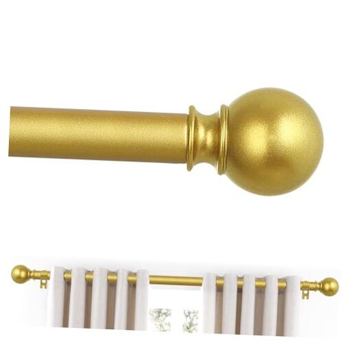 Brass Gold Curtain Rods 36 to 72 Inches(3-6 Feet),5/8 inch Splicing Drapery