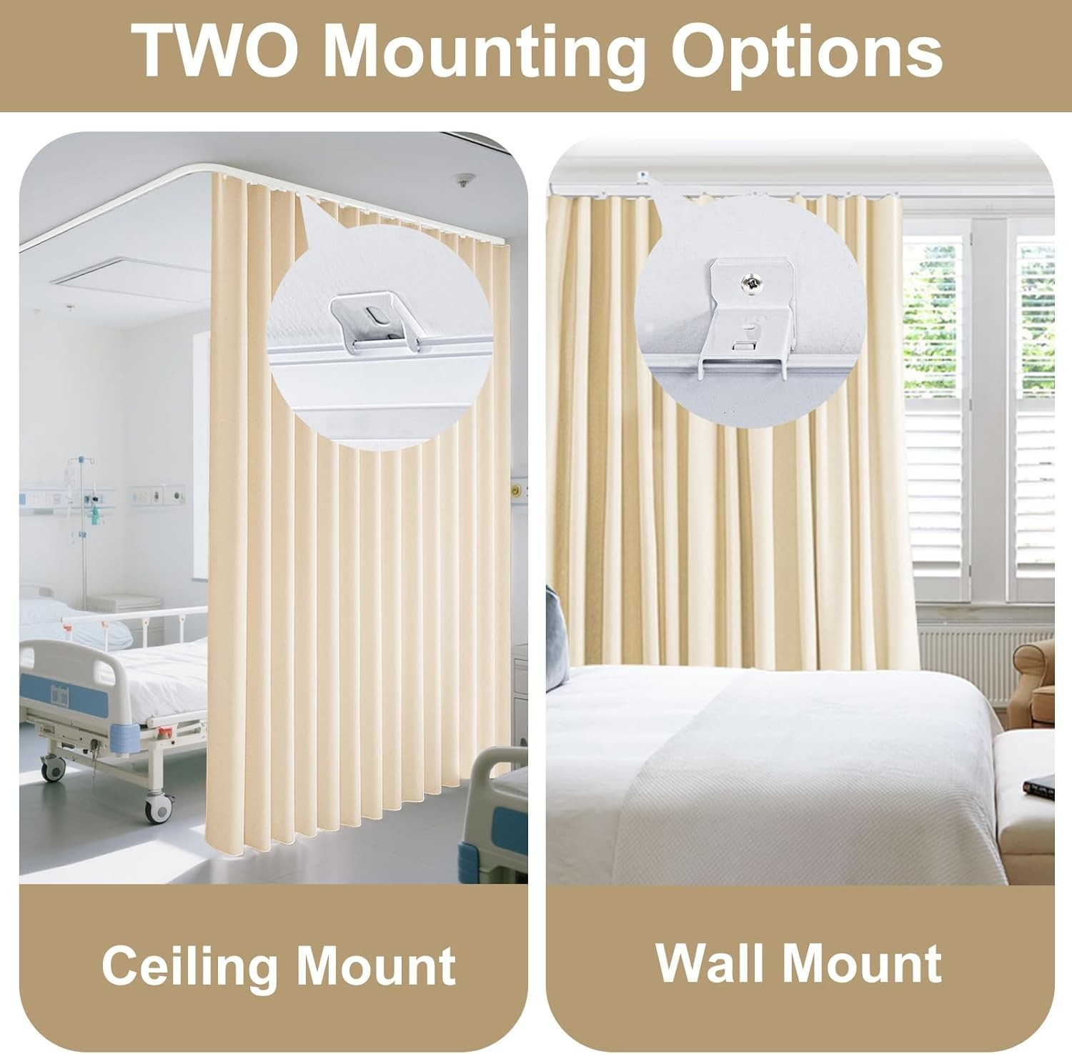 Room Divider Ceiling Curtain Track Set, Blackout Curtains Room Partition Privacy