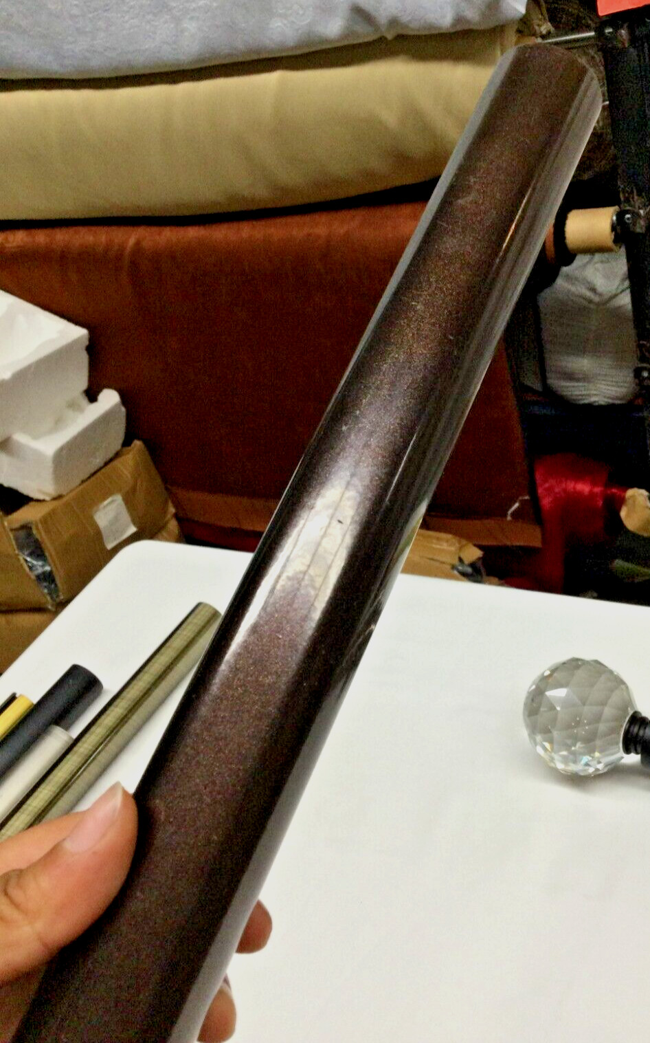 (Sold By The Foot up to 6 ft) – 1” Rod Pole Curtain Drapery – Chocolate brown