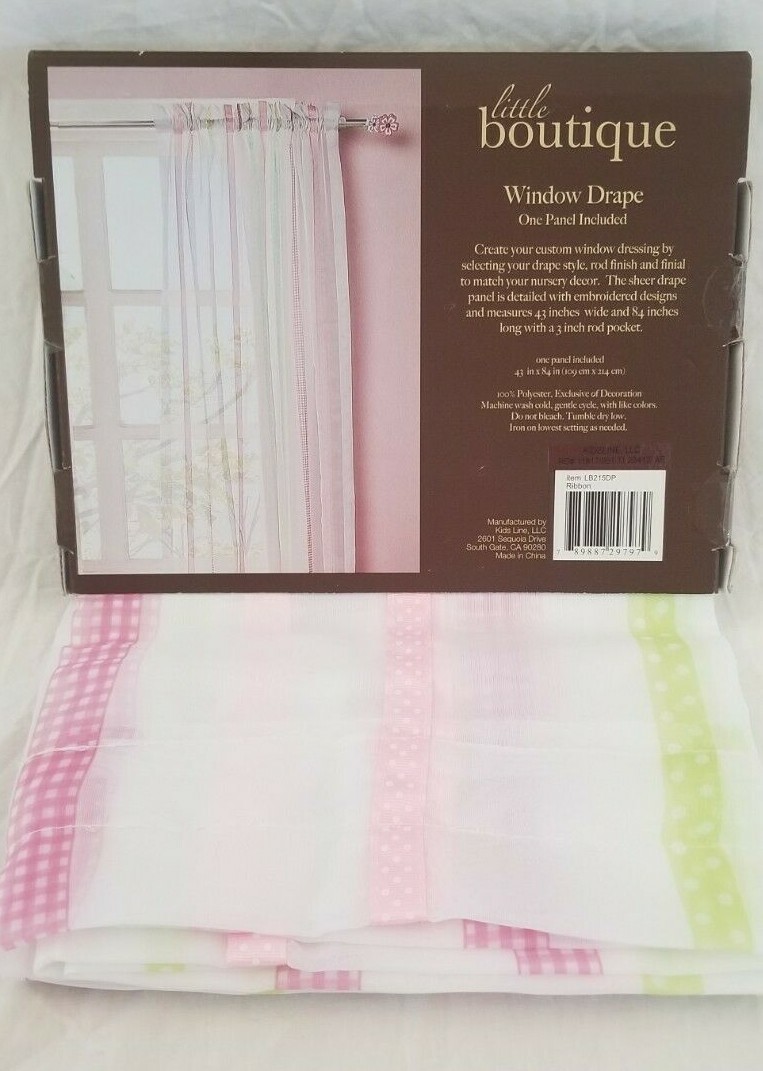 Little Boutique Ribbon Window Drape Panel 43″ x 84″ NIP
