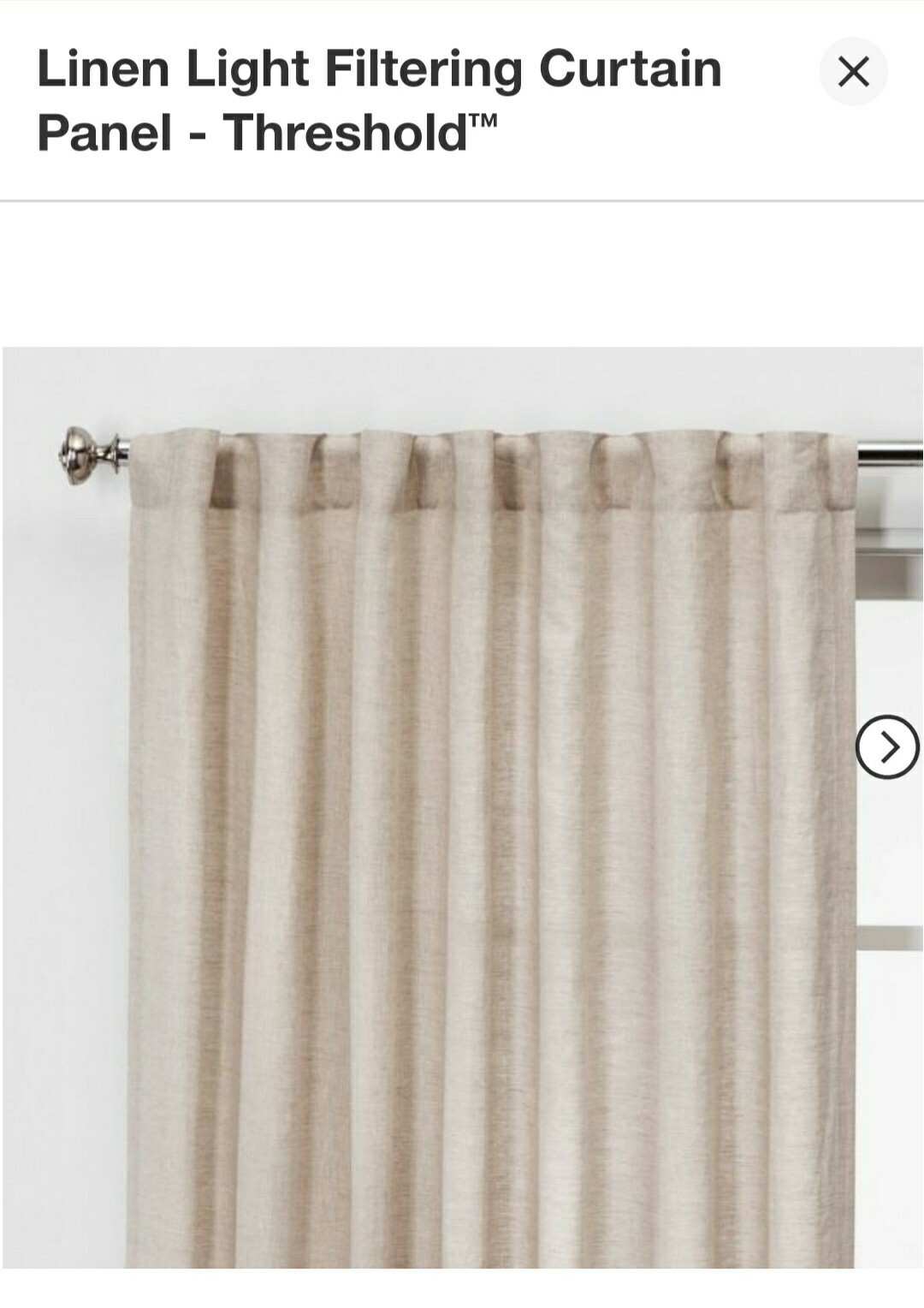 Set Of 2 New Threehold Linen Light Filtering Curtain Panels Beige 95×54″