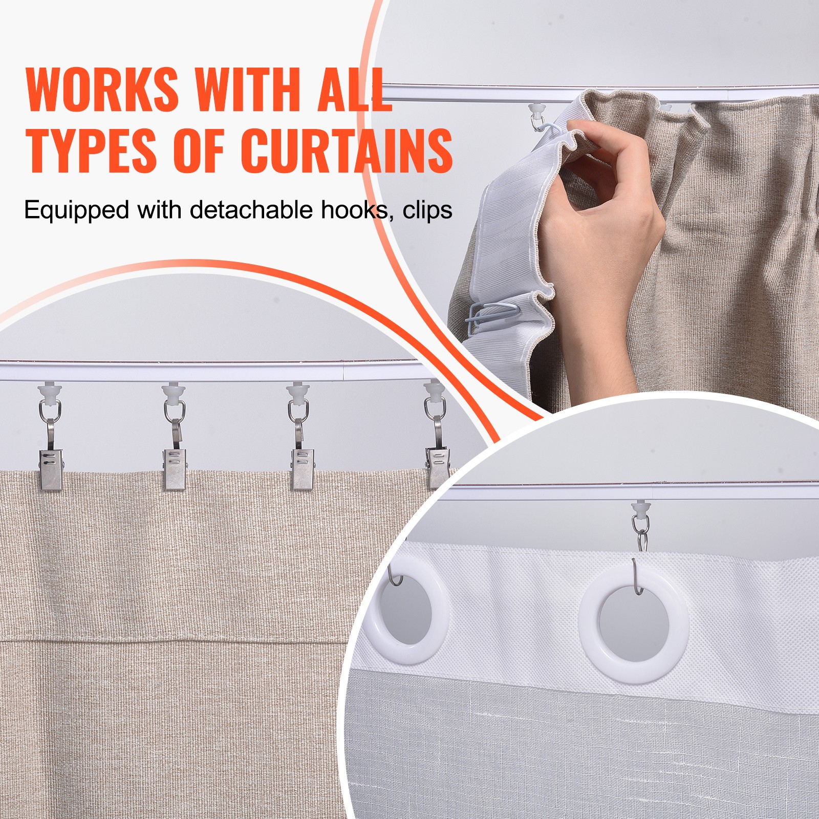 Ceiling Curtain Track Set 9.9 FT/3 Meter Self Adhesive Room Divider White