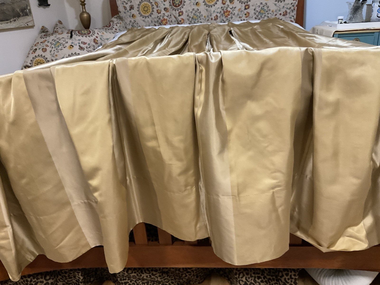 Restoration Hardware Thia Silk CurtainsPleated Interlined Thermal/ Gold/Tan