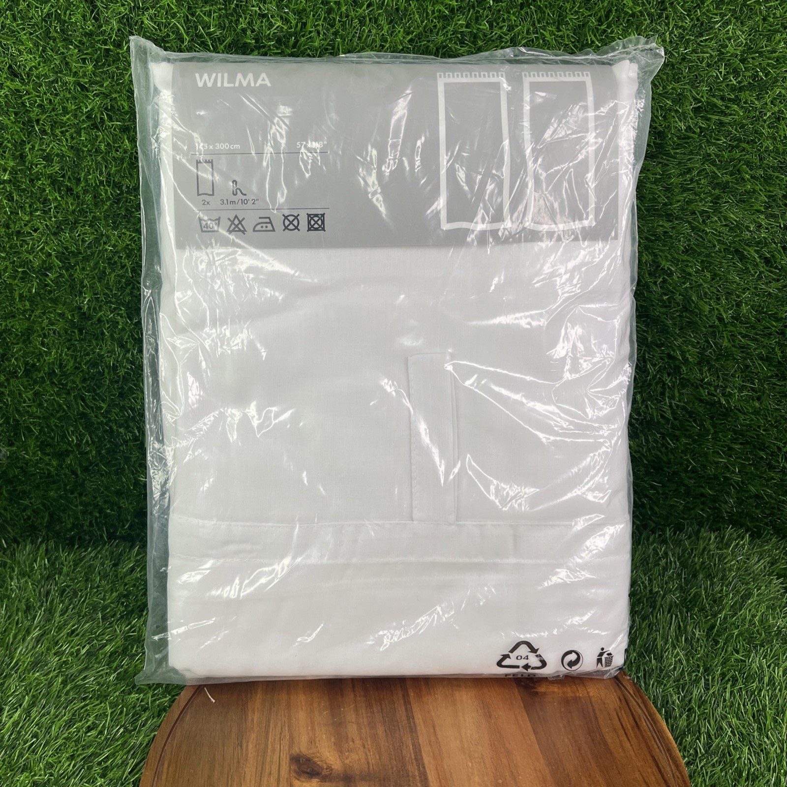 IKEA WILMA 2 White Tab Top Curtain Panels 57”x 118” Cotton/Polyester Blend NEW