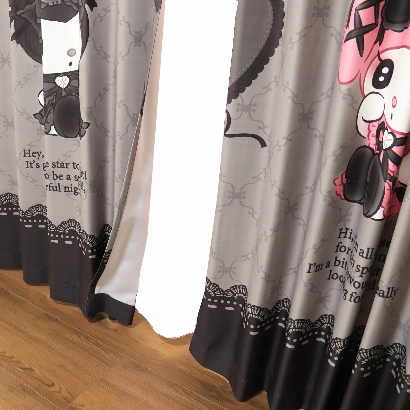 Blackout Curtains, My Melody and Kuromi Design, Single Picture, Art Curtains, Wi