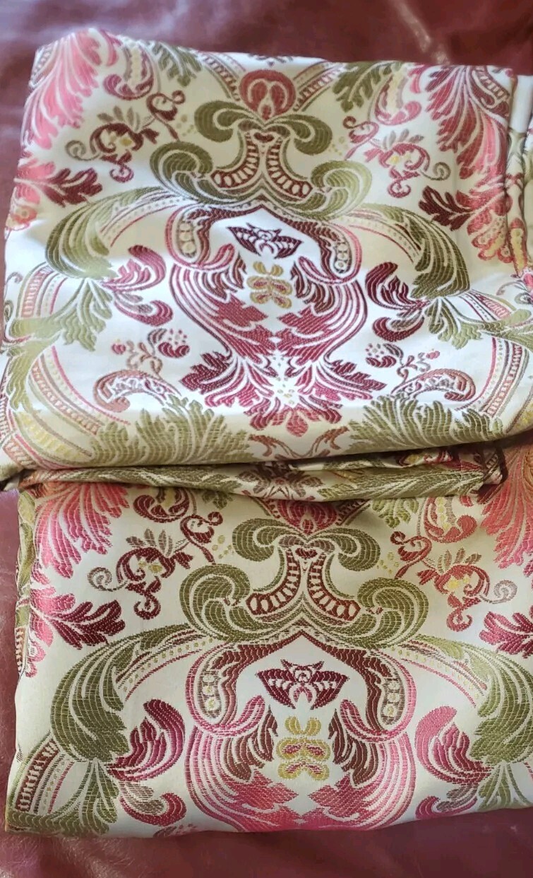 Pier 1 Curtains Jaquard Lined Pole Pocket 54 X 84 Green Pink Beige