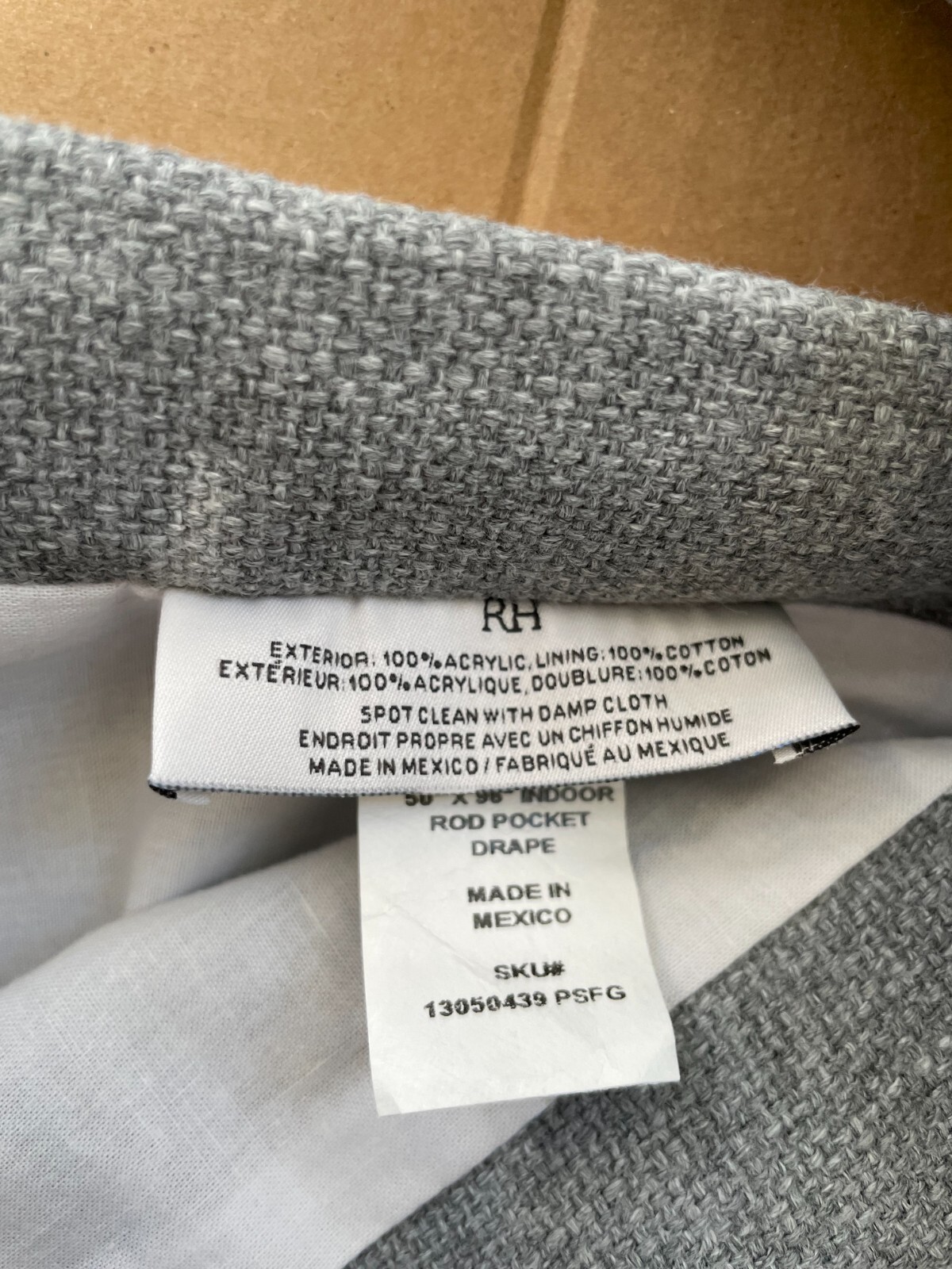 Restoration Hardware PERENNIALS SOLID TEXTURE LINEN RP 50″ x 96″ Set/2 Fog NWT