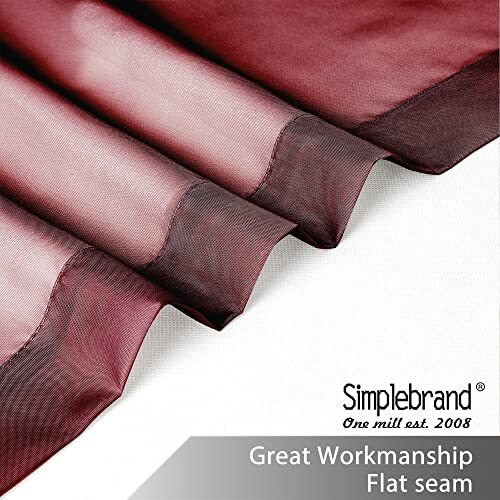 Red Short Sheer Curtains 45 Inch Length for Small Windows, 42W x 45L Burgundy