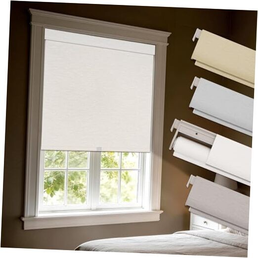 No Drill Blackout Roller Shade Cordless Blinds 20″W X 72″H Brilliant White