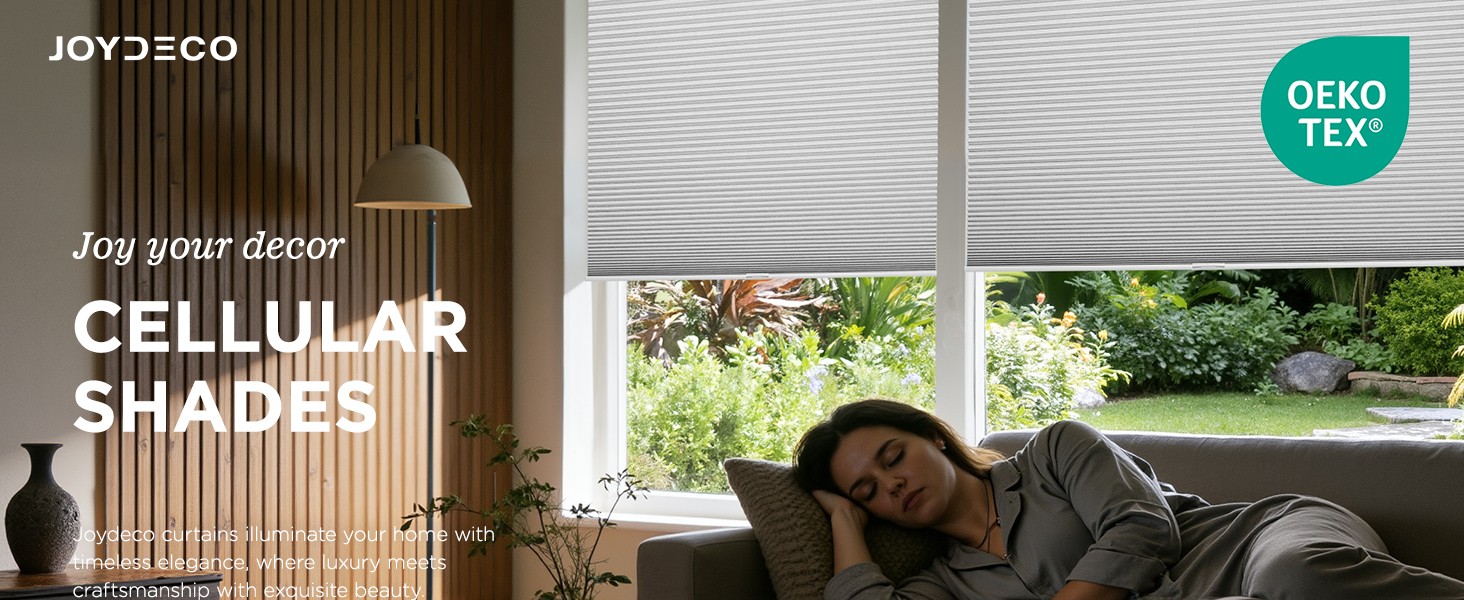 No Tools No Drill Window Blinds for Indoor Windows, Blackout Shades Cellular