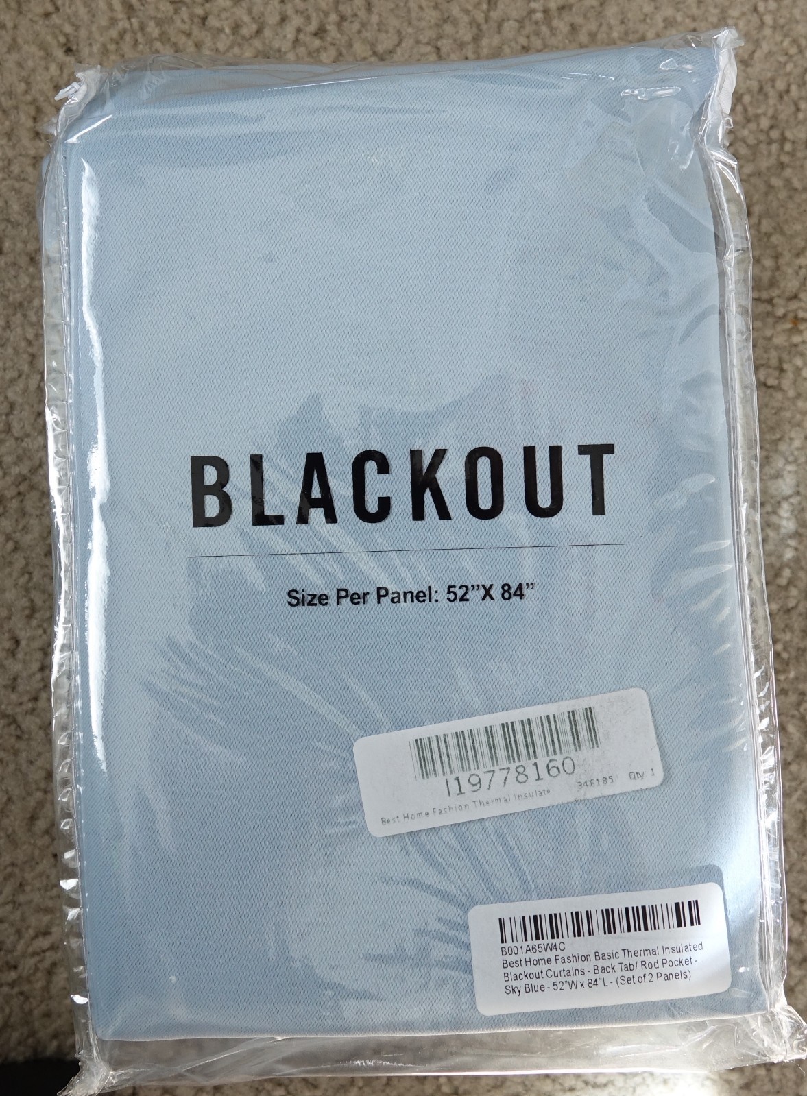 Best Home Fashion Insulated Blackout 2 panel Sky Blue – 52″ W x 84″ L Curtains