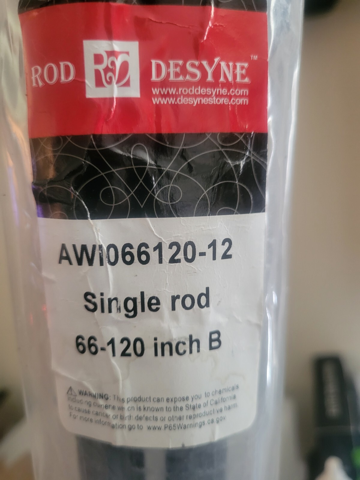 Rod Desyne Curtain Rod 66-120 Black – Curtain Rod Set *NO Finials* NEW As Shown