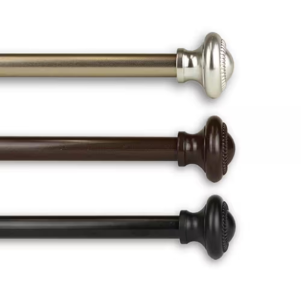 Pennant 7/16 In. Cafe Single Curtain Rod 18 In.To 28 In. in Black